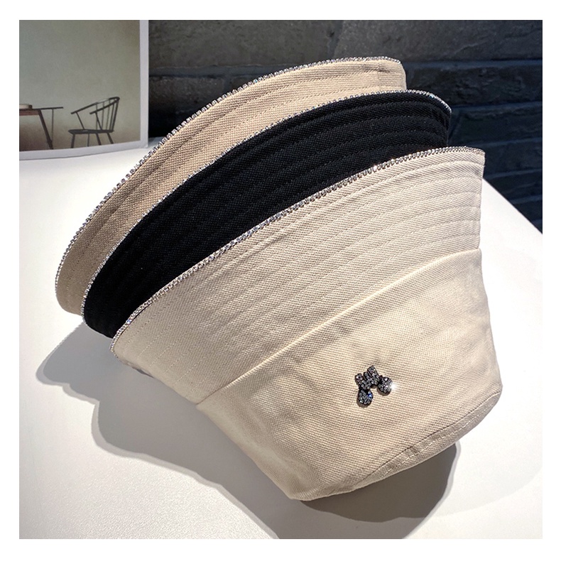 Nón Tai Bèo Chống Nắng Xuân Thu Đính Đá Rhinestone Phong Cách Hàn Quốc Dễ Phối Đồ Cho Nữ