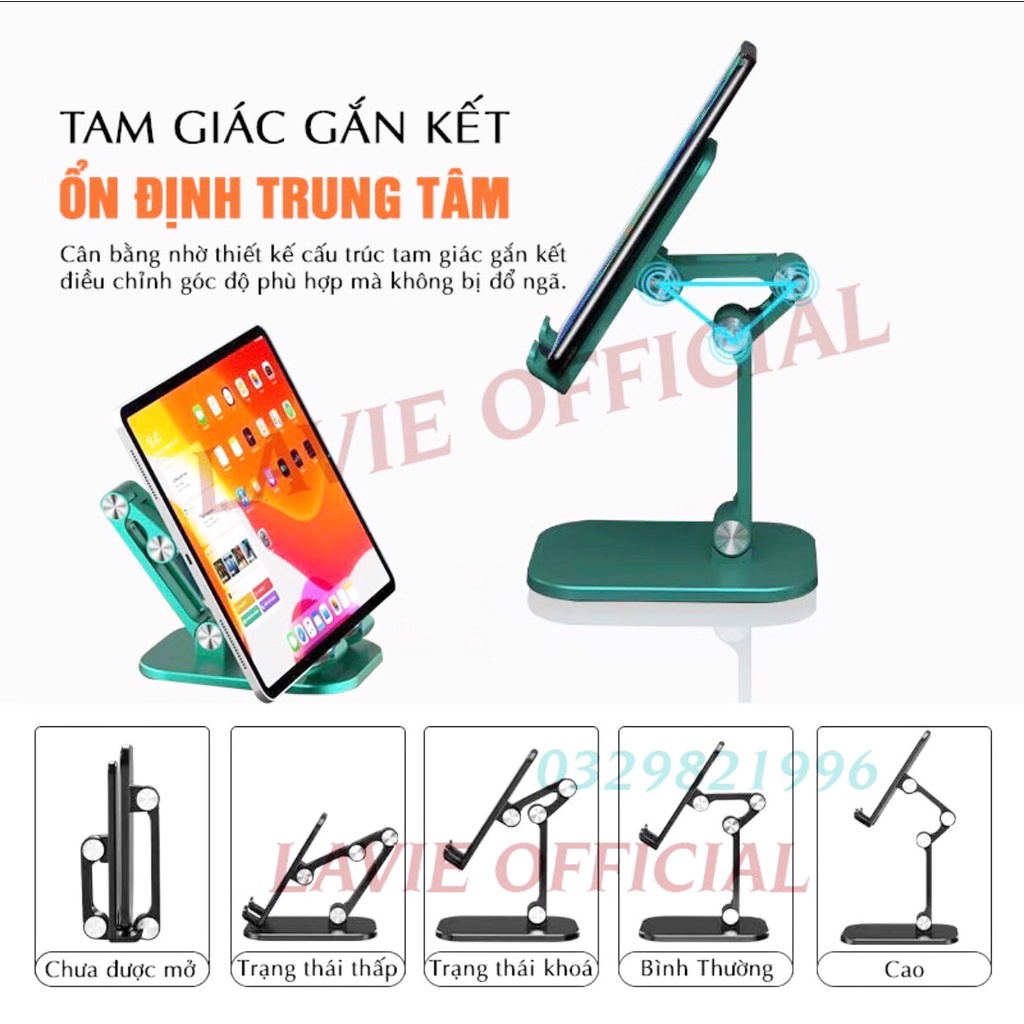 Giá đỡ điện thoại giá đỡ ipad máy tính bảng cao cấp để bàn gấp gọn 3 màu đen trắng xanh Hayaku