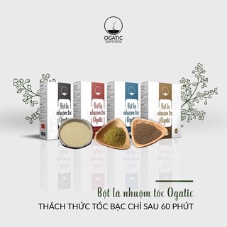 Combo 2 hộp bột lá nhuộm tóc Ogatic các màu - 100% từ thảo dược thiên nhiên, không hóa chất