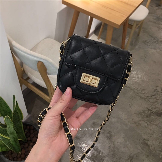 Túi mini dây xích da cao cấp lingge túi đeo chéo thời trang màu đen giá rẻ