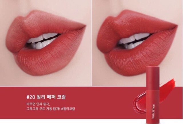 NEW 2019 – SON TINT LÌ KHÔNG KHÔ MÔI  INNISFREE VIVID COTTON INK #17 Màu HỒNG SAN HÔ