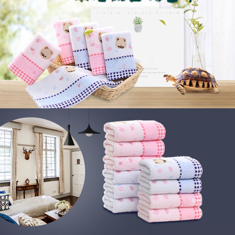 Khăn Tay Cotton Vuông 25x50cm Họa Tiết Gấu Hoạt Hình Cho Trẻ Mẫu Giáo