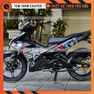 Tem trùm Exciter 150 Captain America xám đen decal 3 lớp