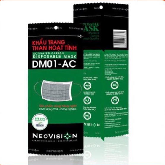 Khẩu trang y tế than hoạt tính DM01-AC 4 lớp (túi 1c) 100128