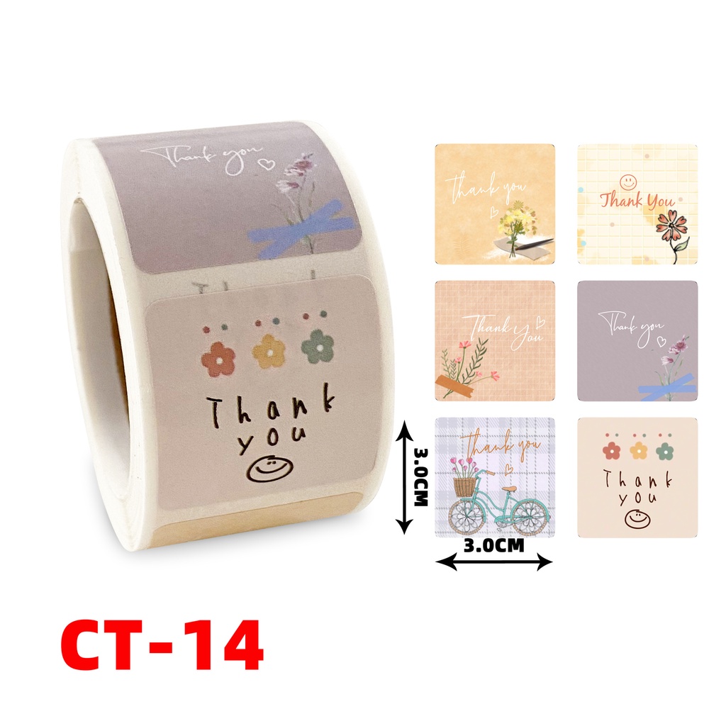 Set 300 Miếng Dán Hình Vuông In Chữ Thank You Dùng Để Trang Trí Quà Cưới