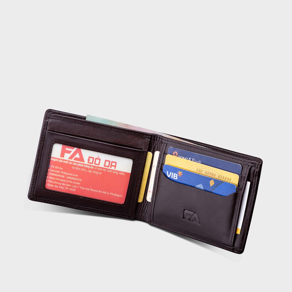 Bóp ví nam da bò cao cấp VN003 thương hiệu FA, ví nam kiểu đứng đựng tiền và thẻ các loại - Fadoda lata