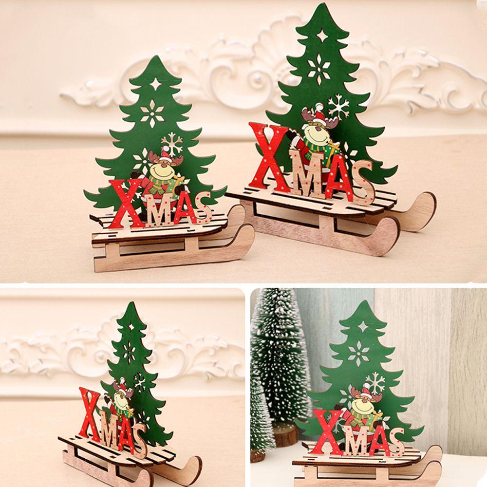Phụ Kiện Trang Trí Năm Mới Bằng Gỗ Hình Ông Già Noel / Tuần Lộc / Người Tuyết