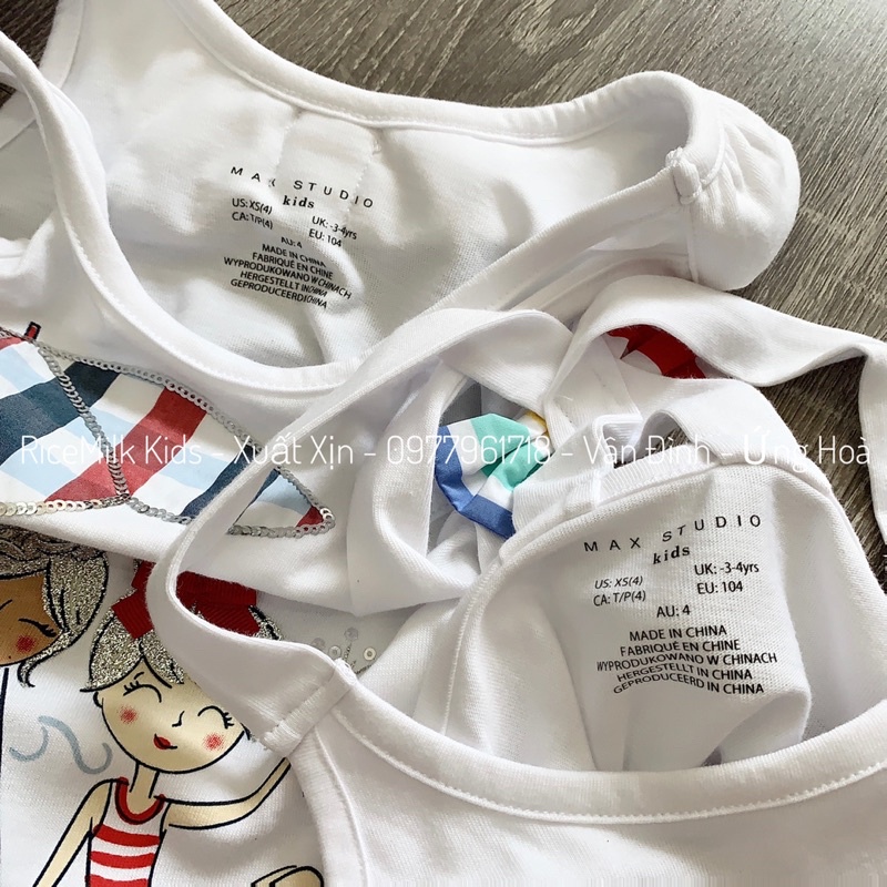 Bộ hè cho bé gái áo cotton quần thô xuất dư xịn