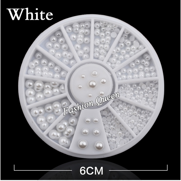 Hộp Hạt Ngọc Trai 3d Màu Trắng Tự Nhiên 4 Kích Cỡ Trang Trí Móng Tay Misscheering 202