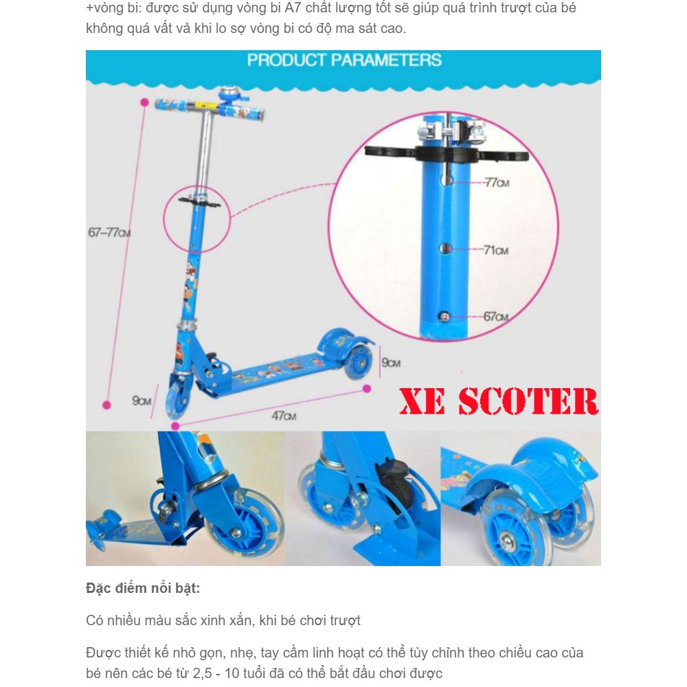 Xe trượt cooter cho trẻ em + đèn Xe Trượt Scooter 320