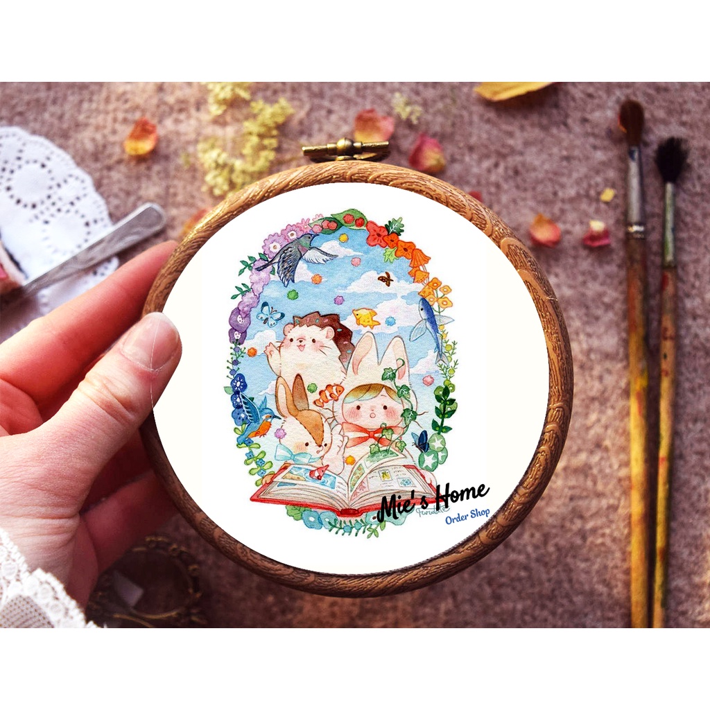 Bộ kit tập thêu dành cho bé hoạt hình mẫu dễ thương  tranh thê dễ làm cho bé- mie handmade