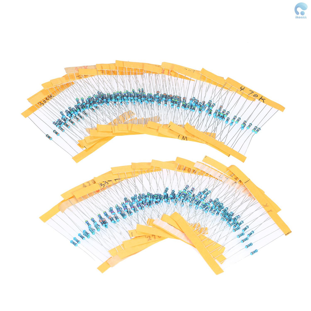 Bộ 300 cái vòng điện trở màu 1/4W bằng kim loại sai số ±1 10/22/47/100/150/200/220/270/330/470/510/680 ohm 1/2/2.2/3.3