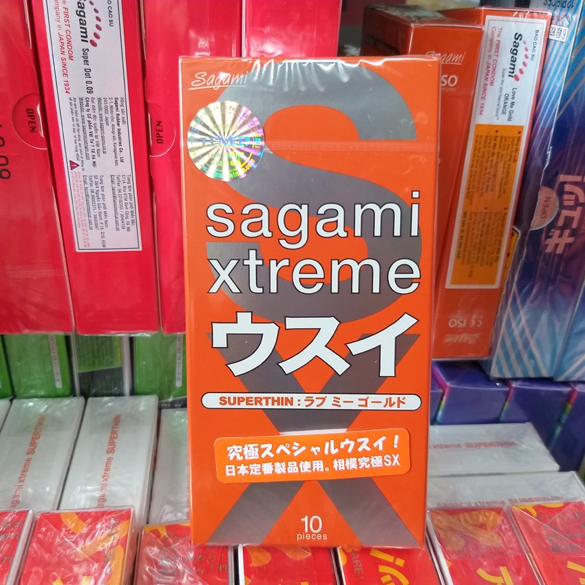 [ CHÍNH HÃNG ] - Bao Cao Su Sagami Xtreme LoveMe Orange, siêu mỏng, ôm sát, truyền nhiệt nhanh - hộp 10 cái