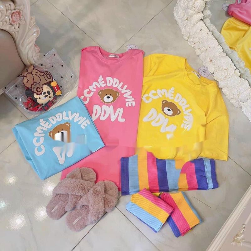 Set bộ áo thun tay lỡ form rộng kèm quần sắc màu siêu hot