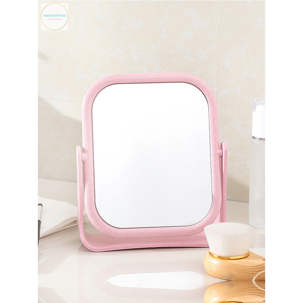 Gương Để Bàn Trang Điểm Cầm Tay Di Động Xoay 2 Mặt 180 độ