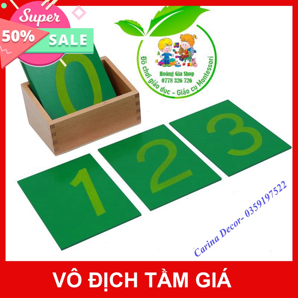 Giáo cụ Montessori - Bộ số cát nhám từ 0 đến 9 (bản quốc tế) - Carina Decor