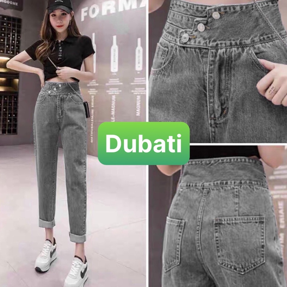 QUẦN BAGGY JEAN NỮ CHẤT BÒ CO GIÃN 3 CÚC LƯNG CAO NÂNG MÔNG EO BẢN TO SÀNH ĐIỆU HOT TREND- DUBATI FASHION