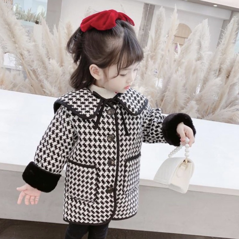 Áo dạ kẻ lót lông cho bé - cao cấp - chất dày dặn