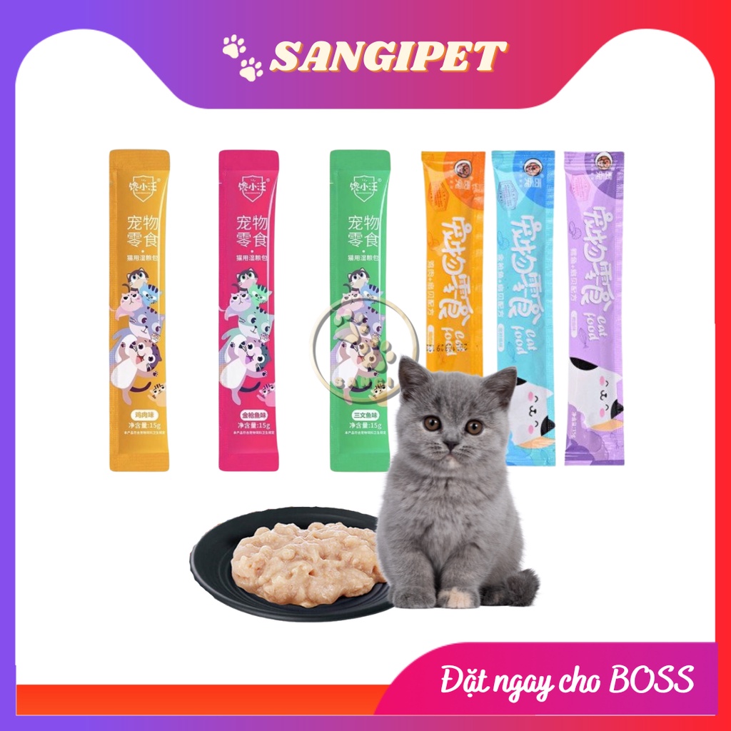 Súp thưởng CIAOWANG, CATFOOD thanh 15g - Súp thưởng 9 vị đa dạng, bổ sung dinh dưỡng, ngăn ngừa rụng lông và hôi miệng