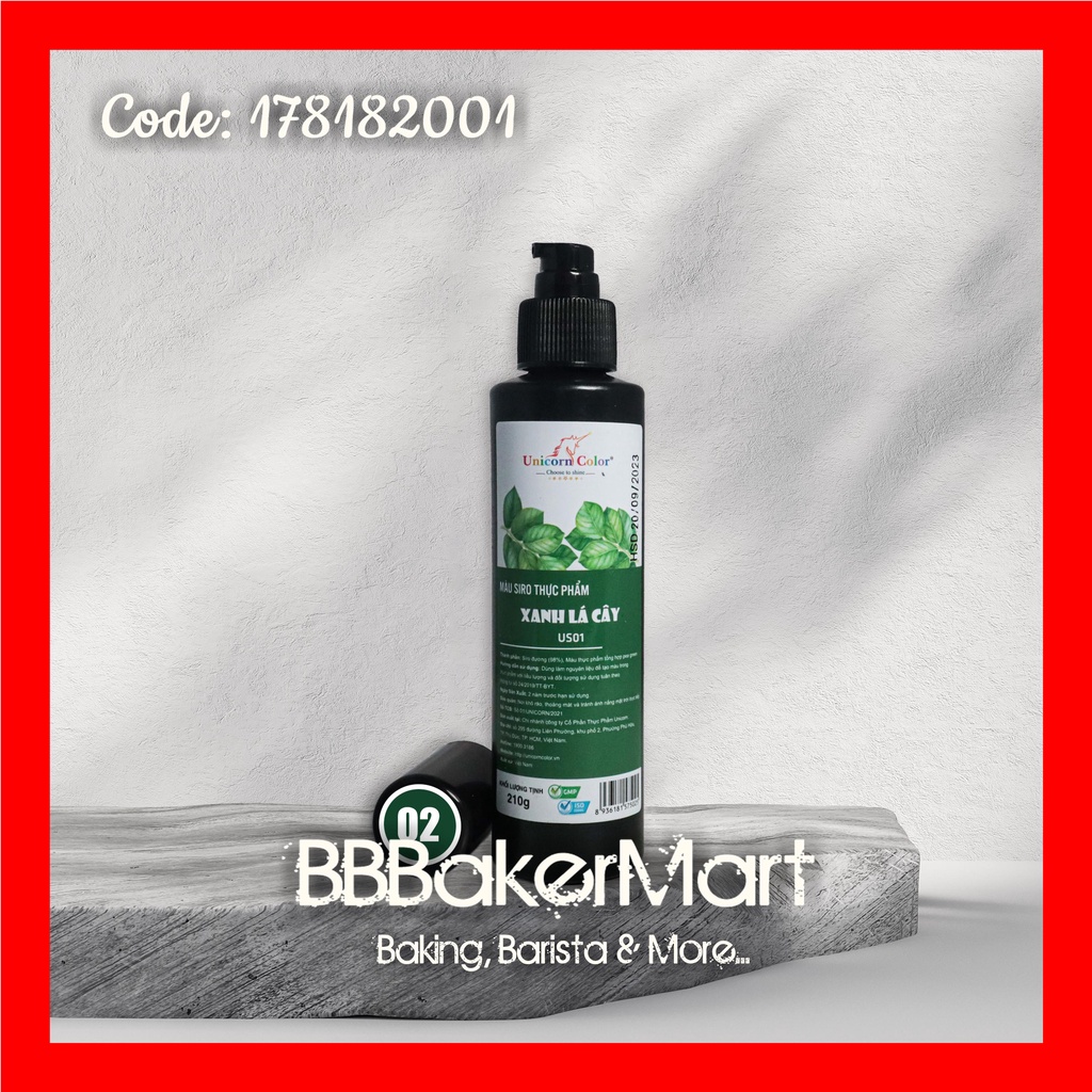 210GR - Màu nước thực phẩm làm bánh UNICORN COLOR - Màu XANH LÁ CÂY
