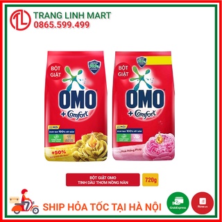 Bột giặt OMO COMFORT tinh dầu thơm nồng nàn vàng túi 720g