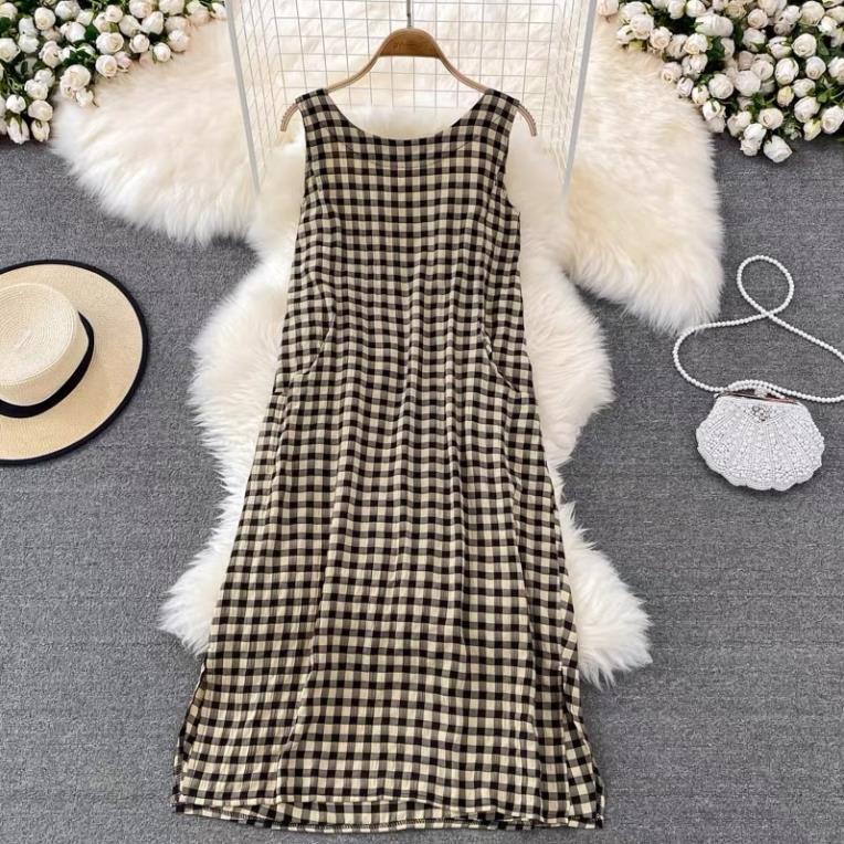 Váy suông kẻ dáng dài Vintage  kẻ caro dành cho bạn gái (Mẫu hè 2022) | BigBuy360 - bigbuy360.vn