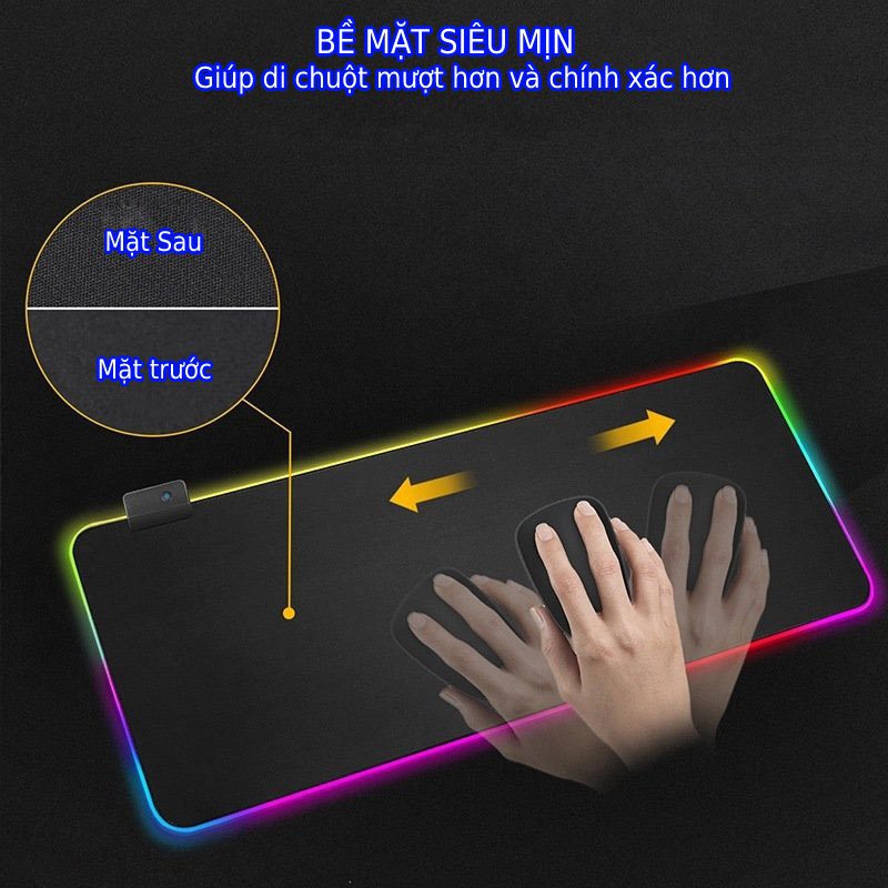 Bàn Di Chuột RGB, Lót Chuột Pad RGB Loại Lớn 80x30cmx4mm | BigBuy360 - bigbuy360.vn