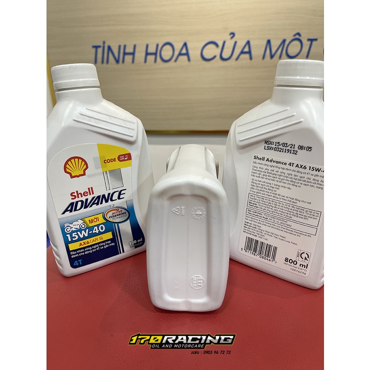 Nhớt Xe Số SHELL ADVANCE 15W-40 AX6 | API SL Công Nghệ ACTIVE CLEANING TECHNOLOGY Dung Tích 800 ML - 1000 ML