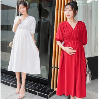 Đầm bầu công sở, dự tiệc dáng dài maxi thời trang cổ chữ v chất đẹp mặc mùa hè thoải mái, dễ thương AZ303