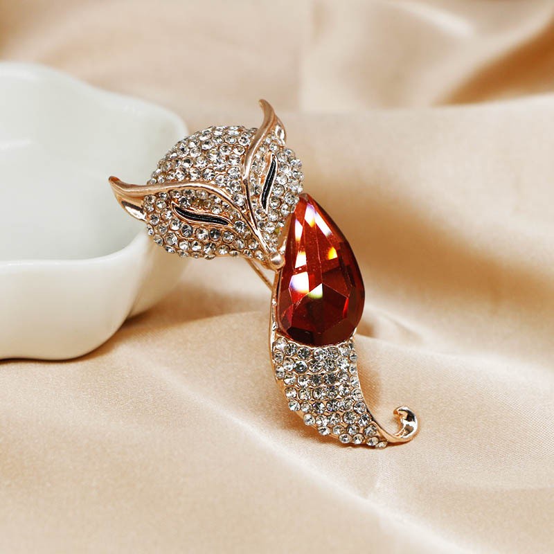 Ghim Cài Áo Hình Con Cáo Đính Đá Pha Lê Chống Ánh Sáng Thời Trang Hàn Quốc Chất Lượng Cao