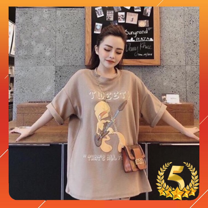 Áo thun cotton tay lỡ form rộng dấu quần in 3D hàng y hình