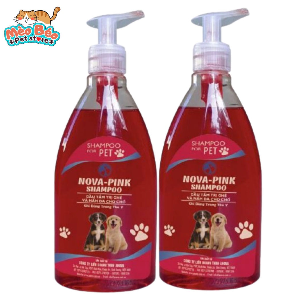 Sữa tắm ghẻ và nấm da cho cún NOVA–PINK SHAMPOO do Demodex, Sarcopte - 300ml