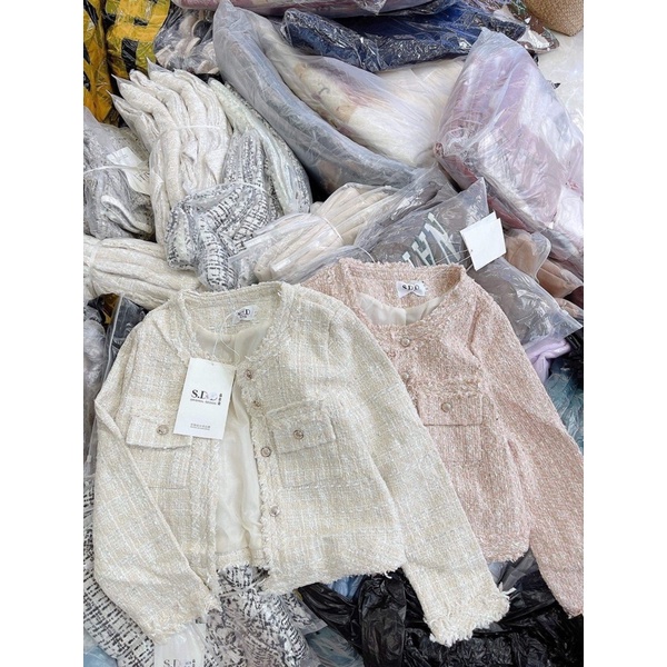 Áo khoác dạ tweed túi ngực sz ml