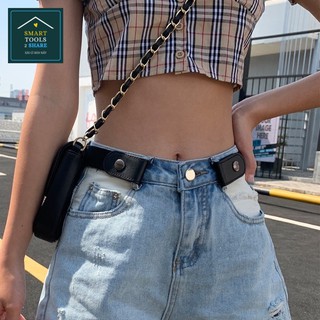 Thắt Lưng Lười Dây Thun Có Nút Bấm Điều Chỉnh Lưng Quần Jeans, Quần Ống Rộng Phong Cách Hiện Đại, Trẻ Trung