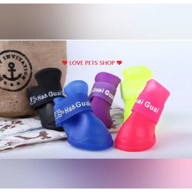 GIÀY ĐI MƯA CHO CHÓ MÈO, ỦNG ĐI MƯA CHO THÚ CƯNG (SET: 4 CHIẾC) - LOVE PETS SHOP