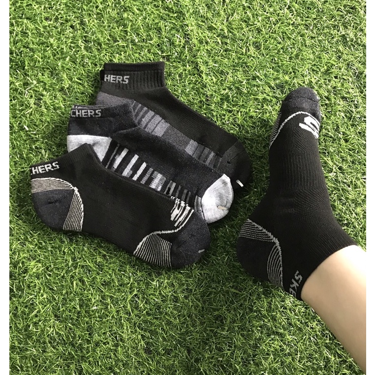 Tất nam cổ ngắn Skechers hàng xuất dư xịn dày dặn êm chân thấm hút mồ hôi