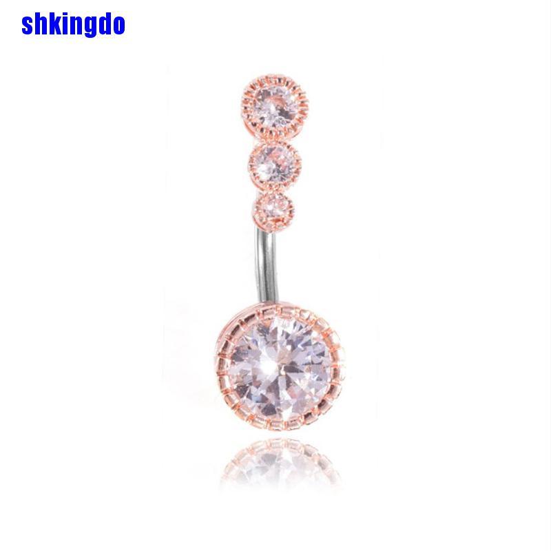 Khuyên rốn dạng thanh tạ đính pha lê