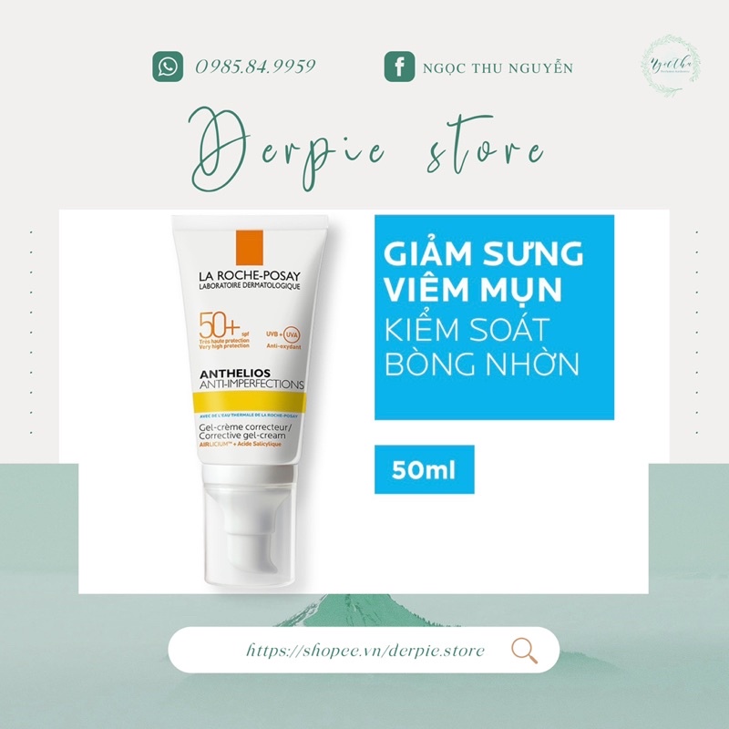 [ Fullbox - auth ] Kem chống nắng da dầu mụn La Roche-Posay Anthelios Anti-Imperfections SPF50+