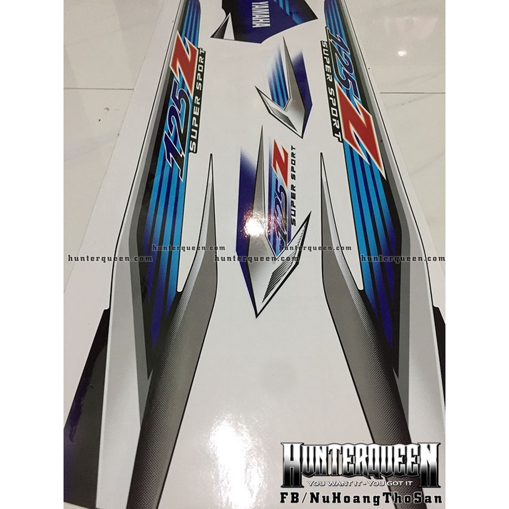 Tem rời YaZ 125 đen trắng xanh. Decal cao cấp chống nước, không bay màu