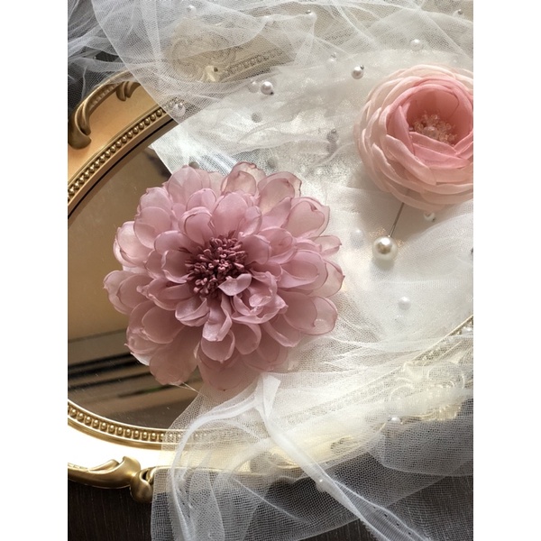 Hoa cài áo handmade cao cấp- Hoa voan tơ 10cm- Nhiều màu