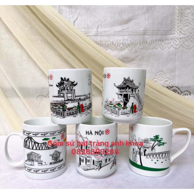 Gốm Sứ Bát Tràng Cốc Sứ- Ly Sứ Uống Nước, Trà Sữa Hoạ Tiết Siêu Đẹp.