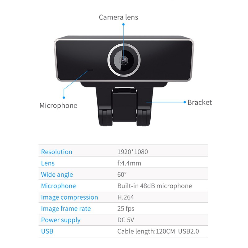1080P HD Webcam Mini Computer Pc Web Camera Anti-Peeping Rotatable Webcam for Live Broadcast Video Conference Work