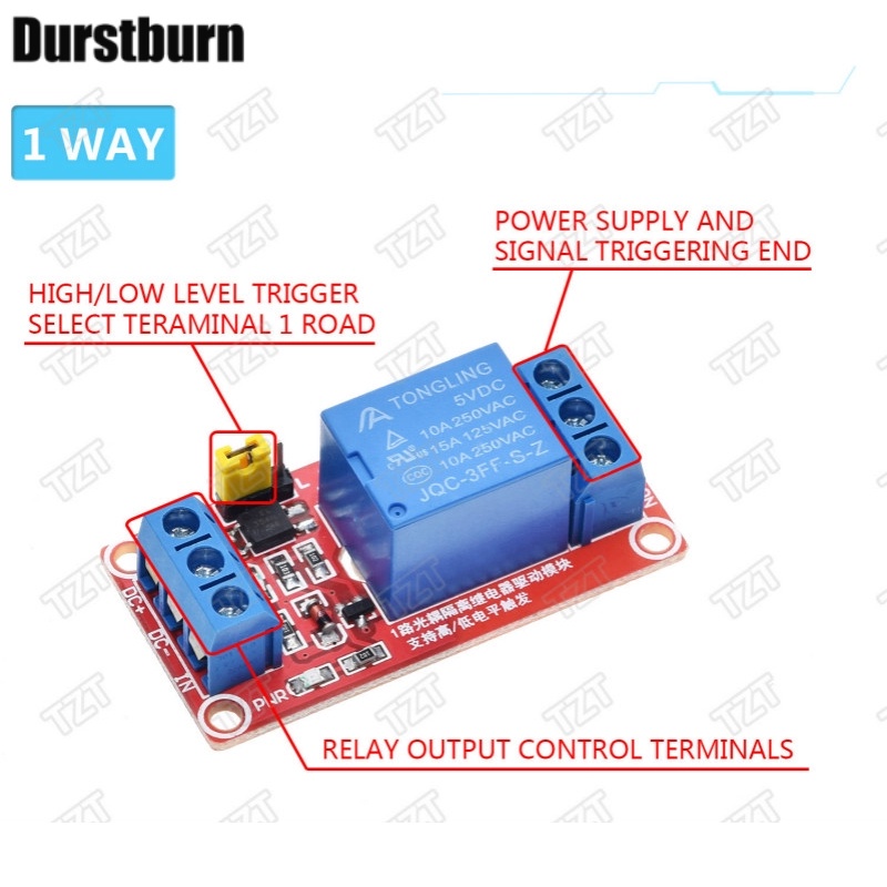 Mô-đun rơle 1 kênh DC 5V 12V 24V kích hoạt mức cao và thấp kèm bộ ghép quang