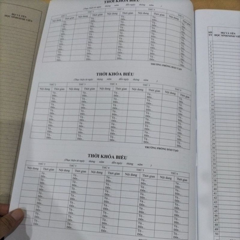 Sổ lên lớp theo thông tư 23/2018, dùng cho hệ trung cấp, cao đẳng nghề