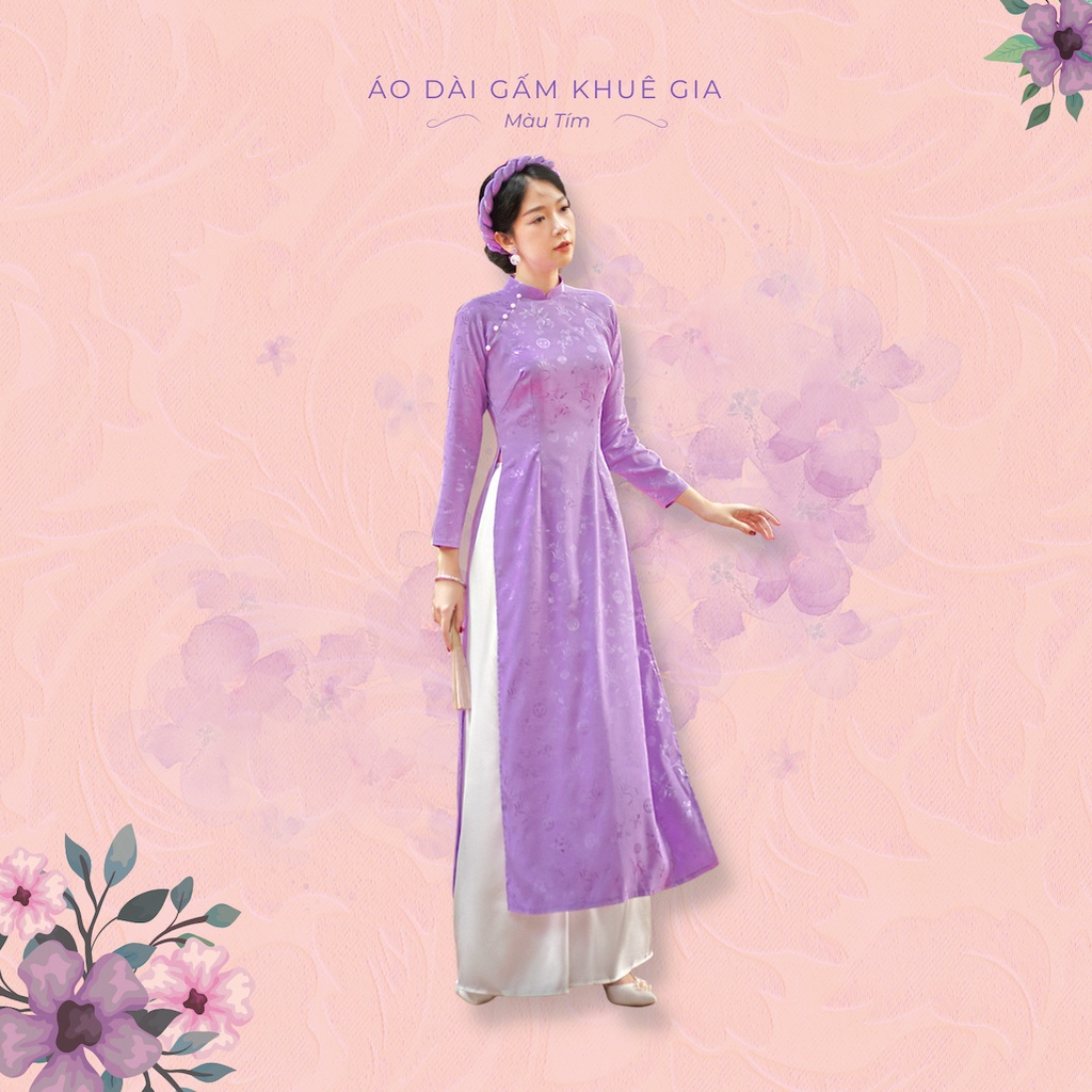 Sumire Store Áo dài Truyền thống Gấm Khuê Gia - Tím