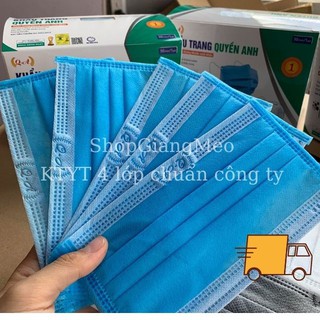 [HÀNG CÔNG TY] Khẩu trang y tế 4 lớp đầy đủ giấy tờ - Quyền Anh ( hộp 50c)