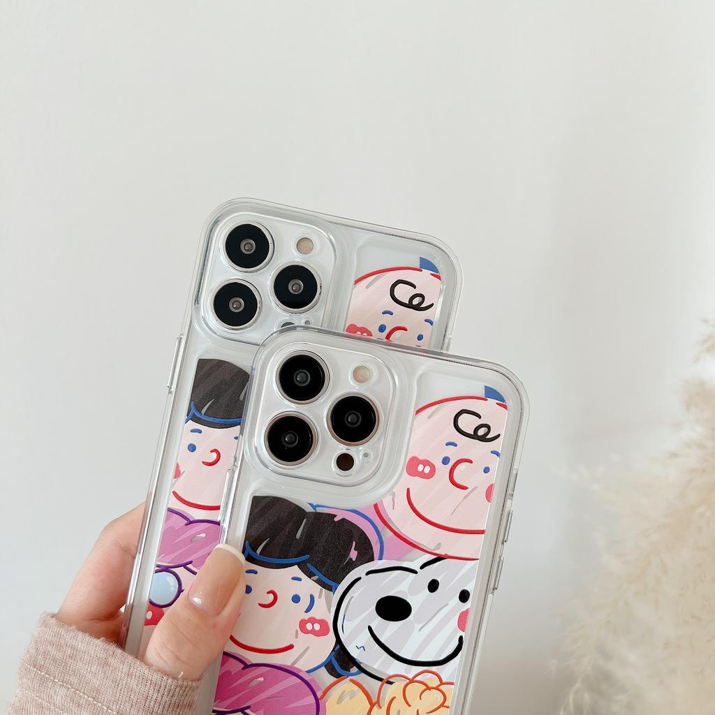 Ốp Điện Thoại Tpu Dẻo In Hình Snoopy Charlie Nút Kim Loại Cho iphone 13 Promax 12 11 7 Plus X XR 8 7