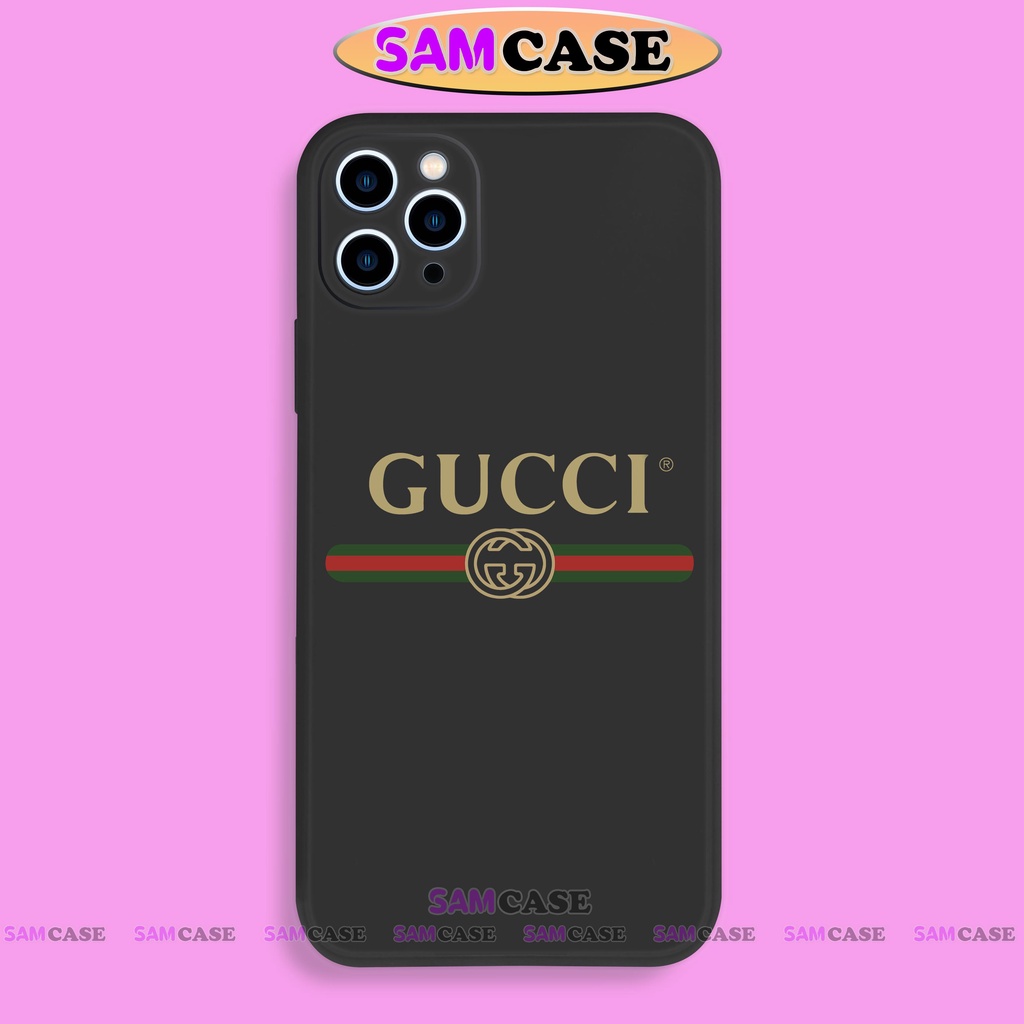Ốp lưng điện thoại iPhone Gucci cạnh viền vuông silicon dẻo bảo vệ camera ip 6/6s/7/8/X/XS/XR/11/12/13/14 Pro Plus Max