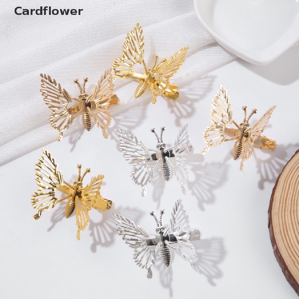 &lt; Cardflower &gt; Kẹp Tóc Hình Bướm Chuyển Động Màu Vàng Đồng Vintage Dễ Thương Đang Giảm Giá