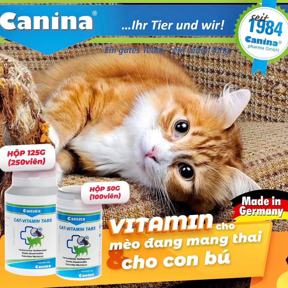 [DINH DƯỠNG CAO] HỘP 250 VIÊN VITAMIN cho mèo CANINA Cat-Vitamin Tabs - VITAMIN CHO MÈO